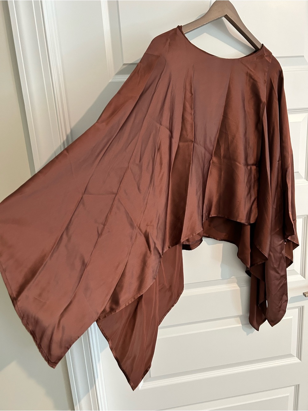Sies Marjan Satin Draped Top Assymetrical Chocolate Brown Size 8